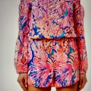 Lilly Pulitzer off the shoulder Romper.